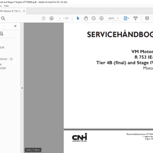 CNH VM Motori R 753 IE4 Tier 4B (final) and Stage IV Motor SERVICEHÅNDBOG 47730966 - PDF DOWNLOAD