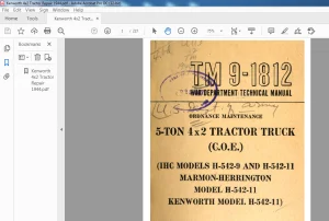Kenworth 5-Ton 4x2 Tractor Truck Technical Manual 9-1812 - PDF DOWNLOAD
