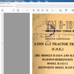Kenworth 5-Ton 4x2 Tractor Truck Technical Manual 9-1812 - PDF DOWNLOAD