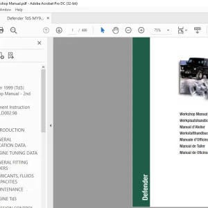 Land Rover Defender 1998 (Td5) Workshop Manual VDR100250 - PDF DOWNLOAD