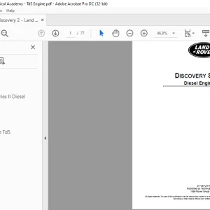 Land Rover Discovery Series II Diesel Engine Td5 Manual - PDF DOWNLOAD