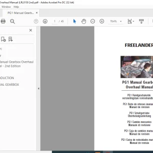 Land Rover Freelander PG1 Manual Gearbox Overhaul Manual LRL0159ENG - PDF DOWNLOAD