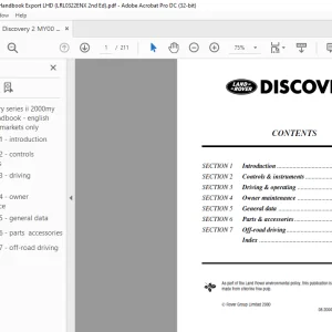 Land Rover MY2000 Discovery Series II Owners Handbook Manual LRL0322ENX - PDF DOWNLOAD