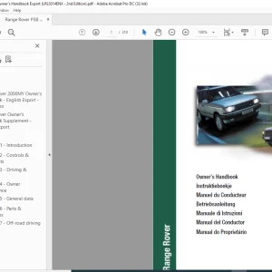 Land Rover Range Rover 2000MY Owner's Handbook Manual LRL0314ENX - PDF DOWNLOAD
