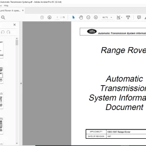 Land Rover Range Rover 4-speed Electronic Automatic Transmission System Information Manual - PDF DOWNLOAD