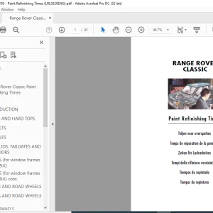 Land Rover Range Rover Classic Paint Refinishing Times Manual LRL 0320ENG - PDF DOWNLOAD