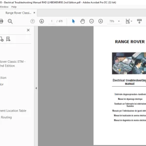Land Rover Range Rover MY95 Electrical Troubleshooting Manual LHAEMENR95 - PDF DOWNLOAD