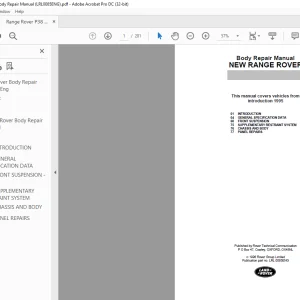 Land Rover Range Rover P38 MY95 Body Repair Manual LRL0085ENG - PDF DOWNLOAD