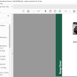 Land Rover Range Rover P38 MY95 Workshop Manual VDR100370 - PDF DOWNLOAD
