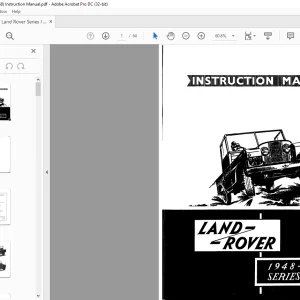 Land Rover Series I (1948-1958) Instruction Manual - PDF DOWNLOAD
