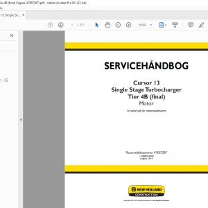 New Holland Cursor 13 Single Stage Turbocharger Tier 4B (final) Motor SERVICEHÅNDBOG 47607287 - PDF DOWNLOAD