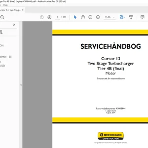 New Holland Cursor 13 Two Stage Turbocharger Tier 4B (final) Motor SERVICEHÅNDBOG 47608444 - PDF DOWNLOAD