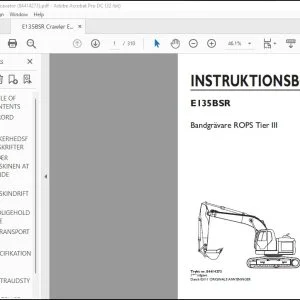 New Holland E135BSR Bandgrävare ROPS Tier III INSTRUKTIONSBOG 84414273 - PDF DOWNLOAD