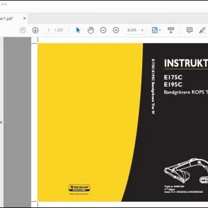 New Holland E175C E195C Bandgrävare ROPS Tier IV INSTRUKTIONSBOG 84491264 - PDF DOWNLOAD