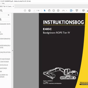 New Holland E485C Bandgrävare ROPS Tier IV INSTRUKTIONSBOG 84384919 - PDF DOWNLOAD