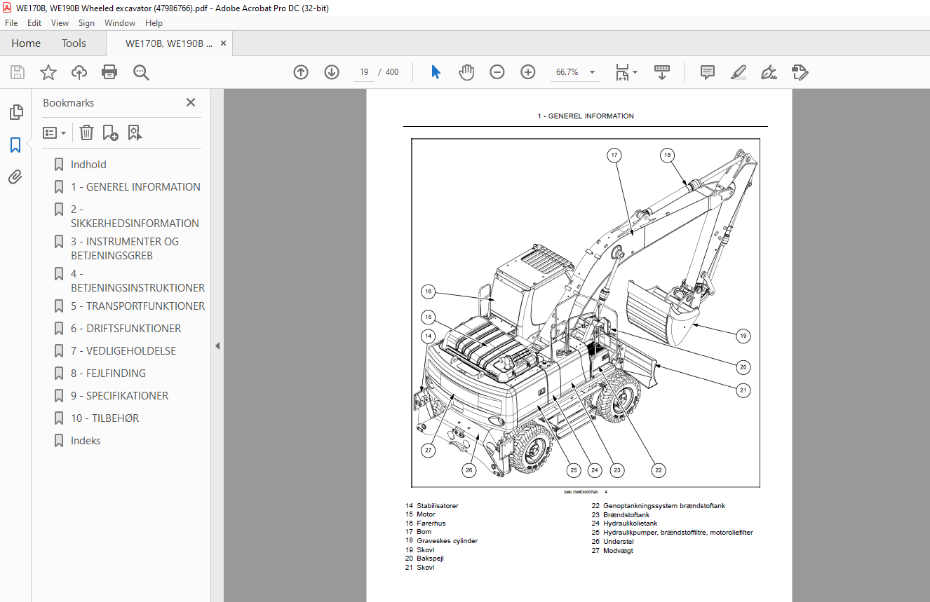 New Holland WE170B WE190B Gravemaskine På Hjul INSTRUKTIONSBOG 47986766 ...