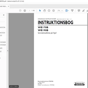 New Holland WE170B WE190B Gravemaskine på hjul INSTRUKTIONSBOG 47986766 - PDF DOWNLOAD