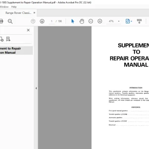 Range Rover LT230R & LT230T Transfer gearbox Supplement to Repair Operation Manual - PDF DOWNLOAD