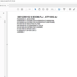Tadano Crane 38012290102 6 BOOM,FLJ , ATF100G-4J Parts Catalog Manual - PDF DOWNLOAD