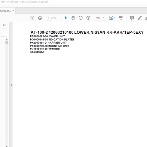Tadano Crane AT-100-2 42063210100 LOWER,NISSAN KK-AKR71EP-5EXY Spare Parts Catalog Manual - PDF DOWNLOAD