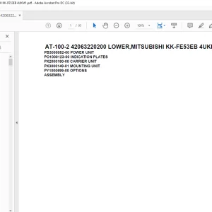 Tadano Crane AT-100-2 42063220200 LOWER,MITSUBISHI KK-FE53EB 4UKM1 Spare Parts Catalog Manual - PDF DOWNLOAD