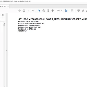 Tadano Crane AT-100-2 42063220300 LOWER,MITSUBISHI KK-FE53EB 4UKA1 Spare Parts Catalog Manual - PDF DOWNLOAD