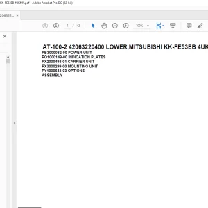 Tadano Crane AT-100-2 42063220400 LOWER,MITSUBISHI KK-FE53EB 4UKM1 Spare Parts Catalog Manual - PDF DOWNLOAD