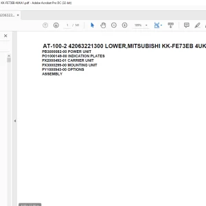 Tadano Crane AT-100-2 42063221300 LOWER,MITSUBISHI KK-FE73EB 4UKA1 Spare Parts Catalog Manual - PDF DOWNLOAD