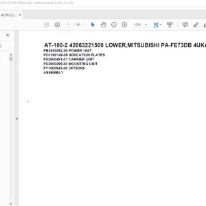 Tadano Crane AT-100-2 42063221500 LOWER,MITSUBISHI PA-FE73DB 4UKA3 Spare Parts Catalog Manual - PDF DOOWNLOAD