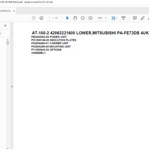 Tadano Crane AT-100-2 42063221600 LOWER,MITSUBISHI PA-FE73DB 4UKA3 Spare Parts Catalog Manual - PDF DOWNLOAD