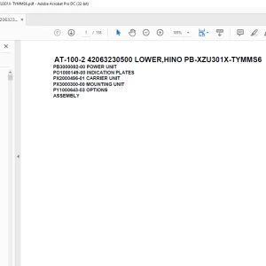 Tadano Crane AT-100-2 42063230500 LOWER,HINO PB-XZU301X-TYMMS6 Spare Parts Catalog Manual - PDF DOWNLOAD