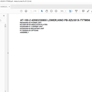 Tadano Crane AT-100-2 42063230800 LOWER,HINO PB-XZU301X-TYTMS6 Spare Parts Catalog Manual - PDF DOWNLOAD