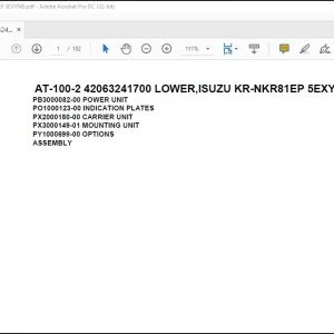 Tadano Crane AT-100-2 42063241700 LOWER ISUZU KR-NKR81EP 5EXYNB Spare Parts Catalog Manual - PFD DOWNLOAD