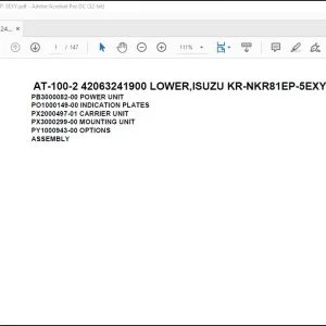 Tadano Crane AT-100-2 42063241900 LOWER ISUZU KR-NKR81EP-5EXY Spare Parts Catalog Manual - PDF DOWNLOAD