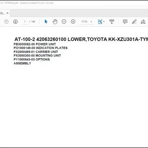 Tadano Crane AT-100-2 42063260100 LOWER,TOYOTA KK-XZU301A-TYMMS6 Spare Parts Catalog Manual - PDF DOWNLOAD