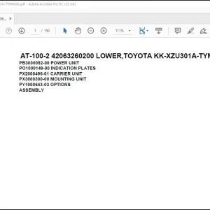 Tadano Crane AT-100-2 42063260200 LOWER,TOYOTA KK-XZU301A-TYMMS6 Spare Parts Catalog Manual - PDF DOWNLOAD