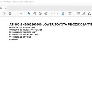 Tadano Crane AT-100-2 42063260300 LOWER,TOYOTA PB-XZU301A-TYMMS6 Spare Parts Catalog Manual - PDF DOWNLOAD