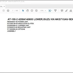 Tadano Crane AT-100-2 42084140600 LOWER,ISUZU KK-NKS71GAV-5EXY Spare Parts Catalog Manual - PDF DOWNLOAD
