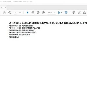 Tadano Crane AT-100-2 42084160100 LOWER,TOYOTA KK-XZU301A-TYMMS6 Spare Parts Catalog Manual - PDF DOWNLOAD