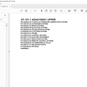 Tadano Crane AT-101-1 42042100001 UPPER Spare Parts Catalog Manual - PDF DOWNLOAD