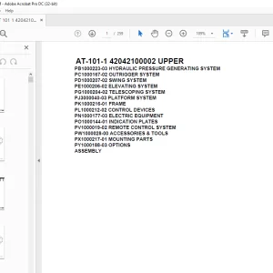 Tadano Crane AT-101-1 42042100002 UPPER Spare Parts Catalog Manual - PDF DOWNLOAD