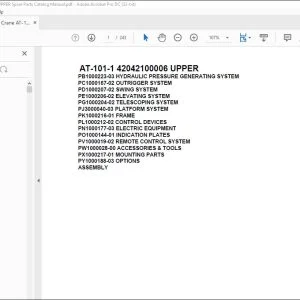 Tadano Crane AT-101-1 42042100006 UPPER Spare Parts Catalog Manual - PDF DOWNLOAD