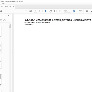 Tadano Crane AT-101-1 42042160300 LOWER,TOYOTA U-BU66-MDDT3 Spare Parts Catalog Manual - PDF DOWNLOAD