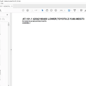 Tadano Crane AT-101-1 42042160400 LOWER,TOYOTA Z-YU60-MDGT3 Spare Parts Catalog Manual - PDF DOWNLOAD