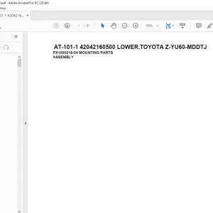 Tadano Crane AT-101-1 42042160500 LOWER,TOYOTA Z-YU60-MDDTJ Spare Parts Catalog Manual - PDF DOWNLOAD