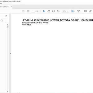 Tadano Crane AT-101-1 42042160600 LOWER,TOYOTA GB-RZU100-TKMM Spare Parts Catalog Manual - PDF DOWNLOAD