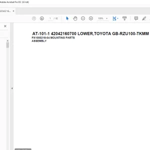Tadano Crane AT-101-1 42042160700 LOWER,TOYOTA GB-RZU100-TKMM Spare Parts Catalog Manual - PDF DOWNLOAD