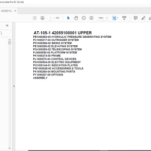 Tadano Crane AT-105-1 42055100001 UPPER Spare Parts Catalog Manual - PDF DOWNLOAD