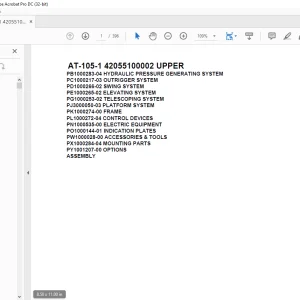 Tadano Crane AT-105-1 42055100002 UPPER Spare Parts Catalog Manual- PFD DOWNLOAD