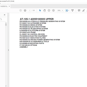 Tadano Crane AT-105-1 42055100005 UPPER Spare Parts Catalog Manual - PDF DOWNLOAD